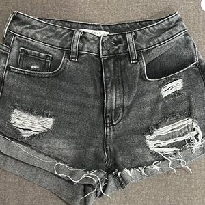 Pacsun distressed black denim shorts, mom short size 25